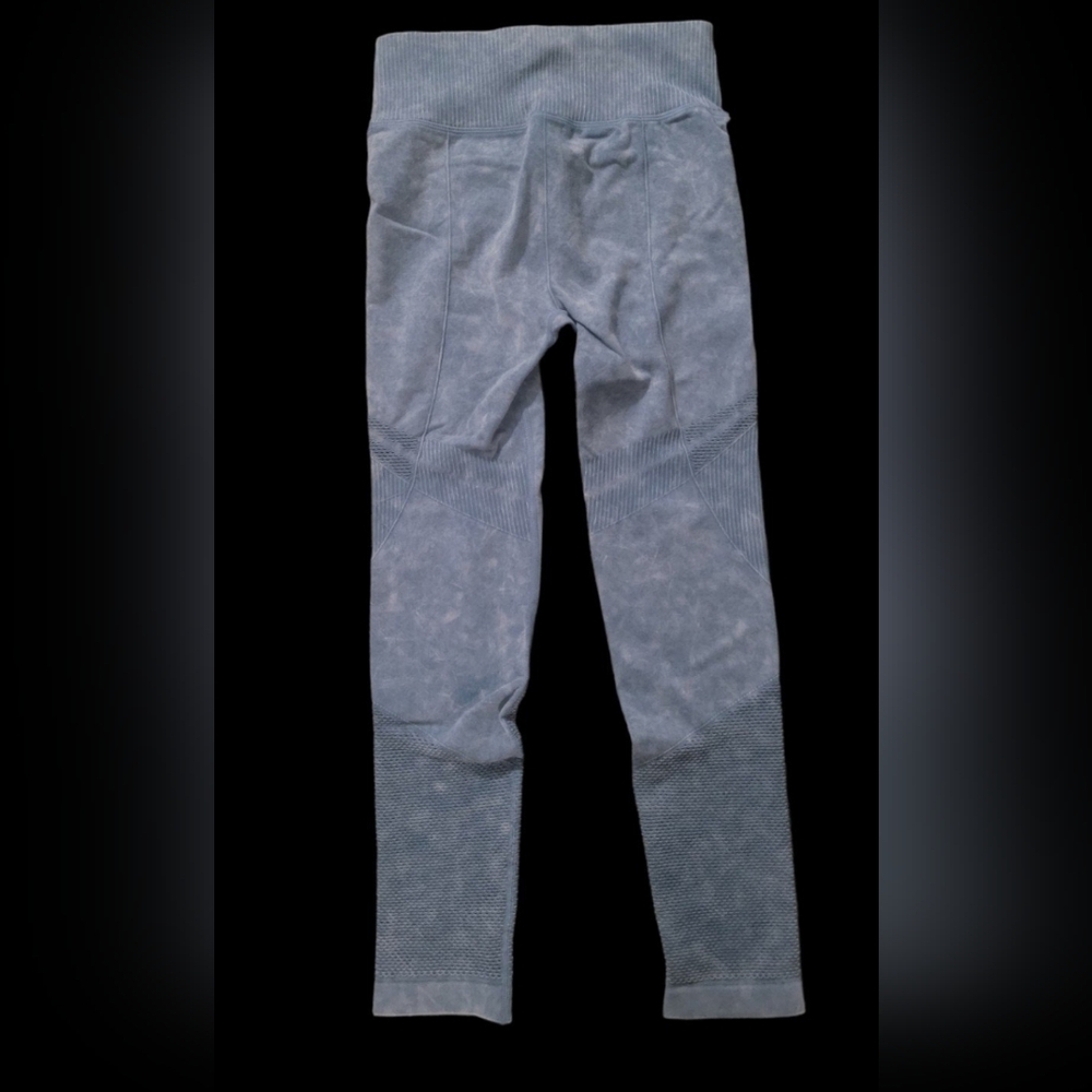 New XL Nemusa Leggings Yoga Pants with Butt Lift Ribbed Waist Light Blue
